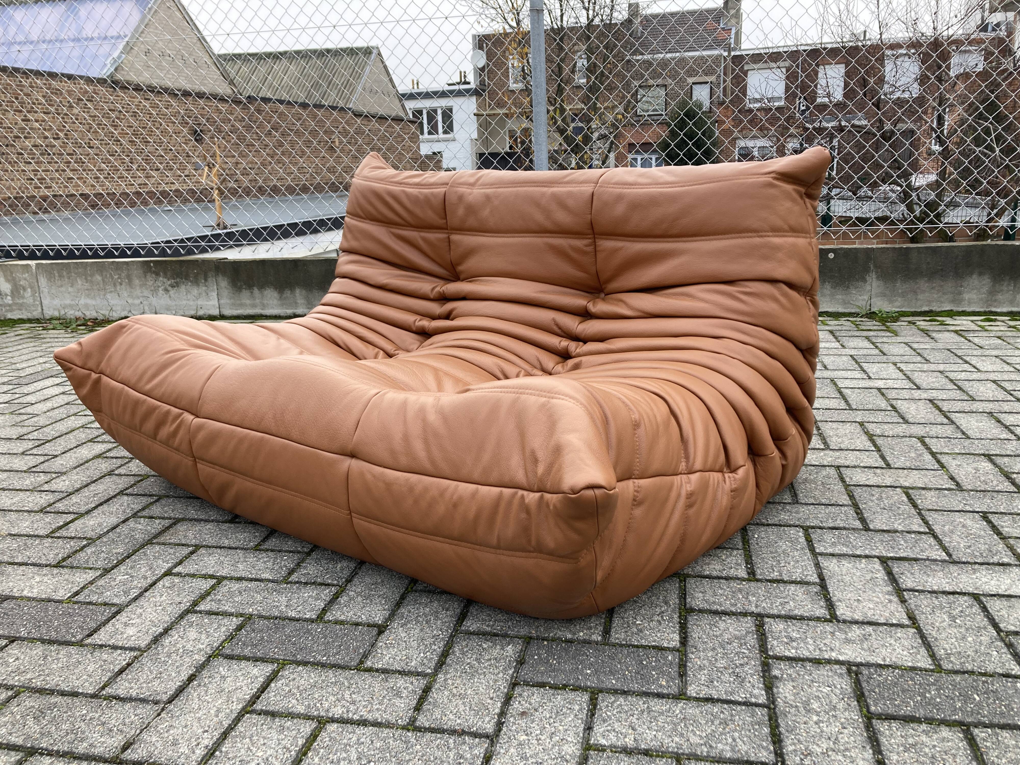 Ligne Roset Togo 2seater, Cognac Leather