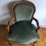 Green shepherdess armchair Louis XV style
