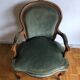 Fauteuil bergère vert style Louis XV