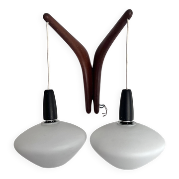 Scandinavian double wood opaline wall light Rispal