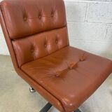 Pair of brown leather armchairs 1980