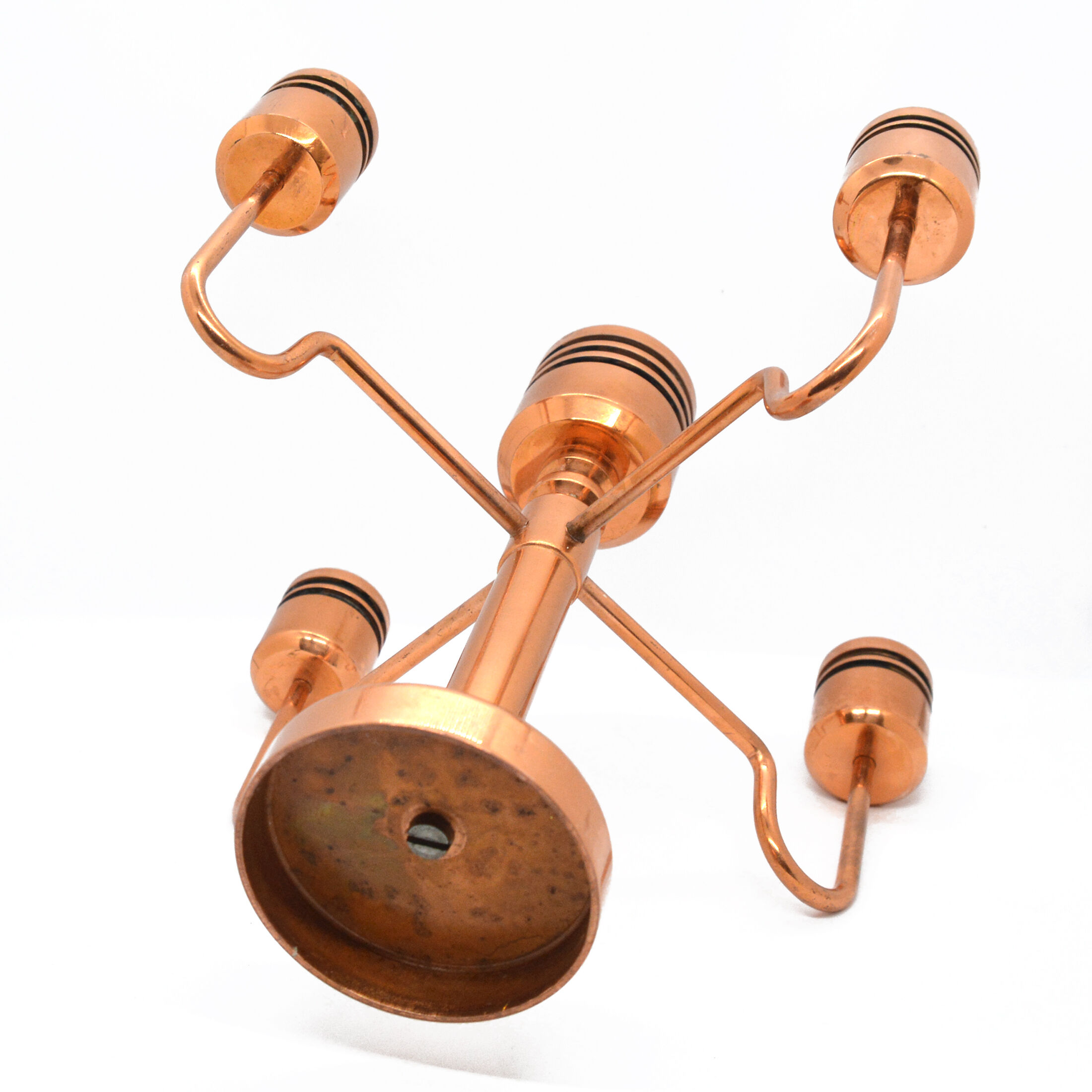 Copper five-arm candlestick Denmark 1960s