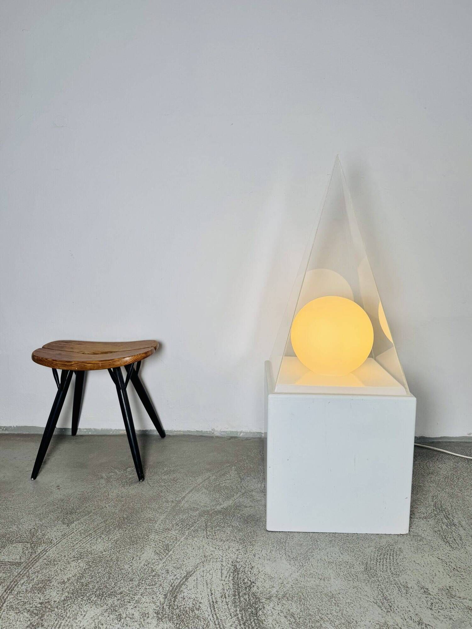 Pyramid & Glass Sphere Table Lamp By Harco Loor For Harco Loor Design, The Netherlands 1980S