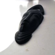 African mask in ebony wood - bearded head sculpture ethnic africa 20.5 x 6.5