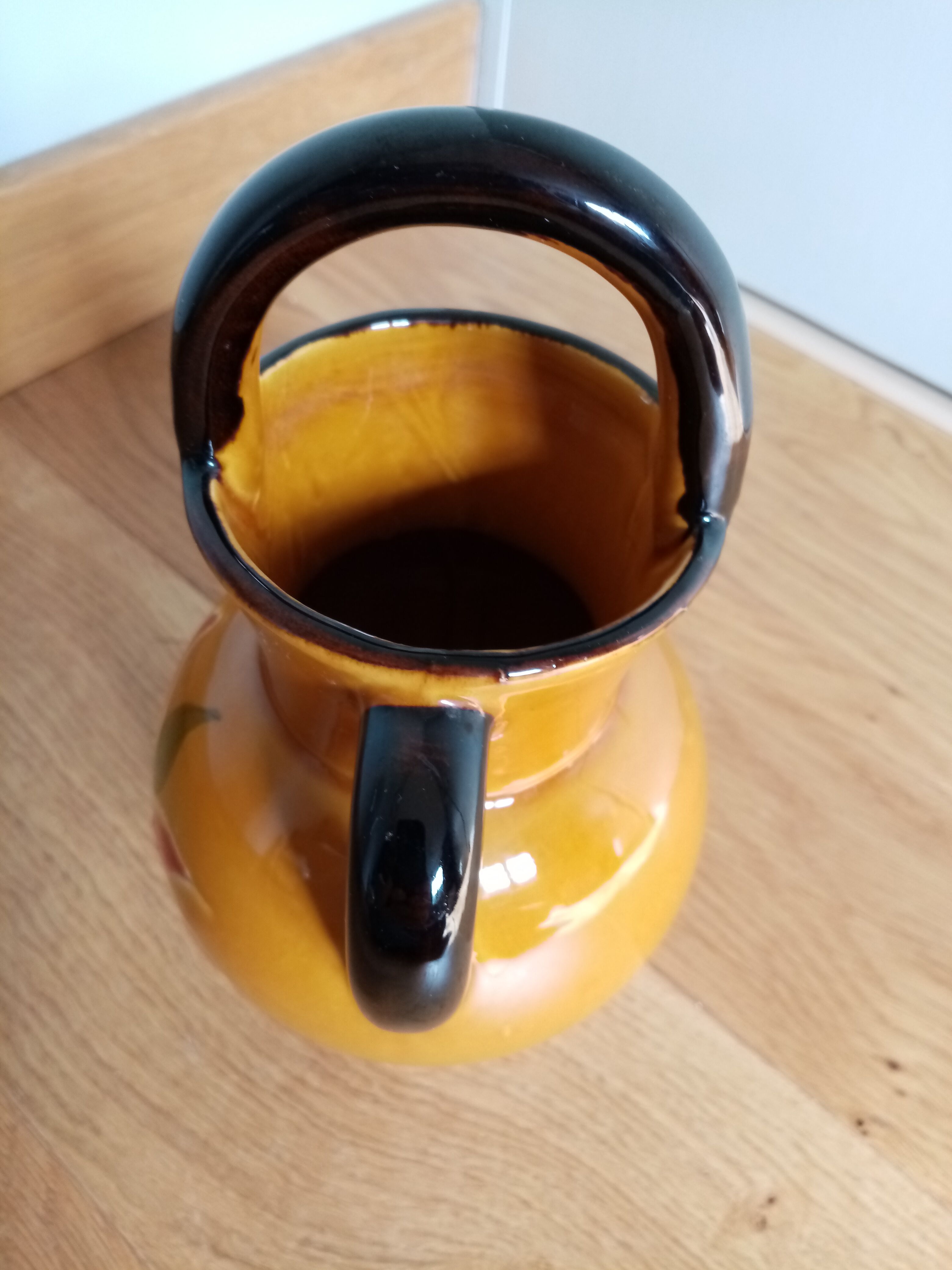 Pitcher jug vase enamelled ceramic Camarès