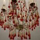 Vintage italian murano glass crystal macaroni beaded chandelier, 1950s