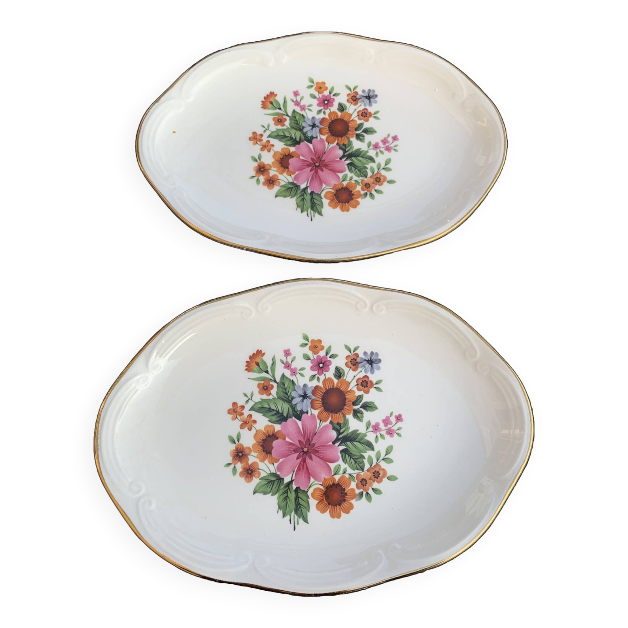 Lot De 3 Coupelles Vintage GIEN France En Porcelaine - Occasion, Multicolore, Style Rétro