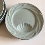 Set of 6 plates celadon de Sarreguemines 1950