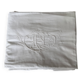 Old linen blend curtain, monogram "HL" (230x330)