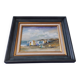 Tableau ancien à l'huile représentant une scène de bord de mer
