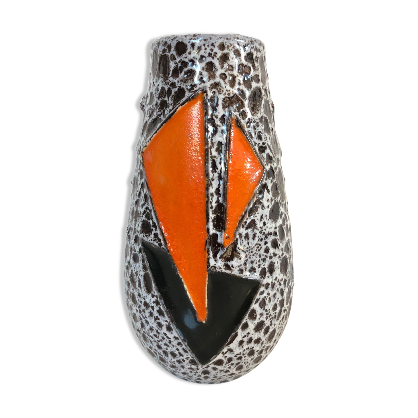Vase Vallauris des années 60 en fat lava de l'atelier Vaucourt, XXème