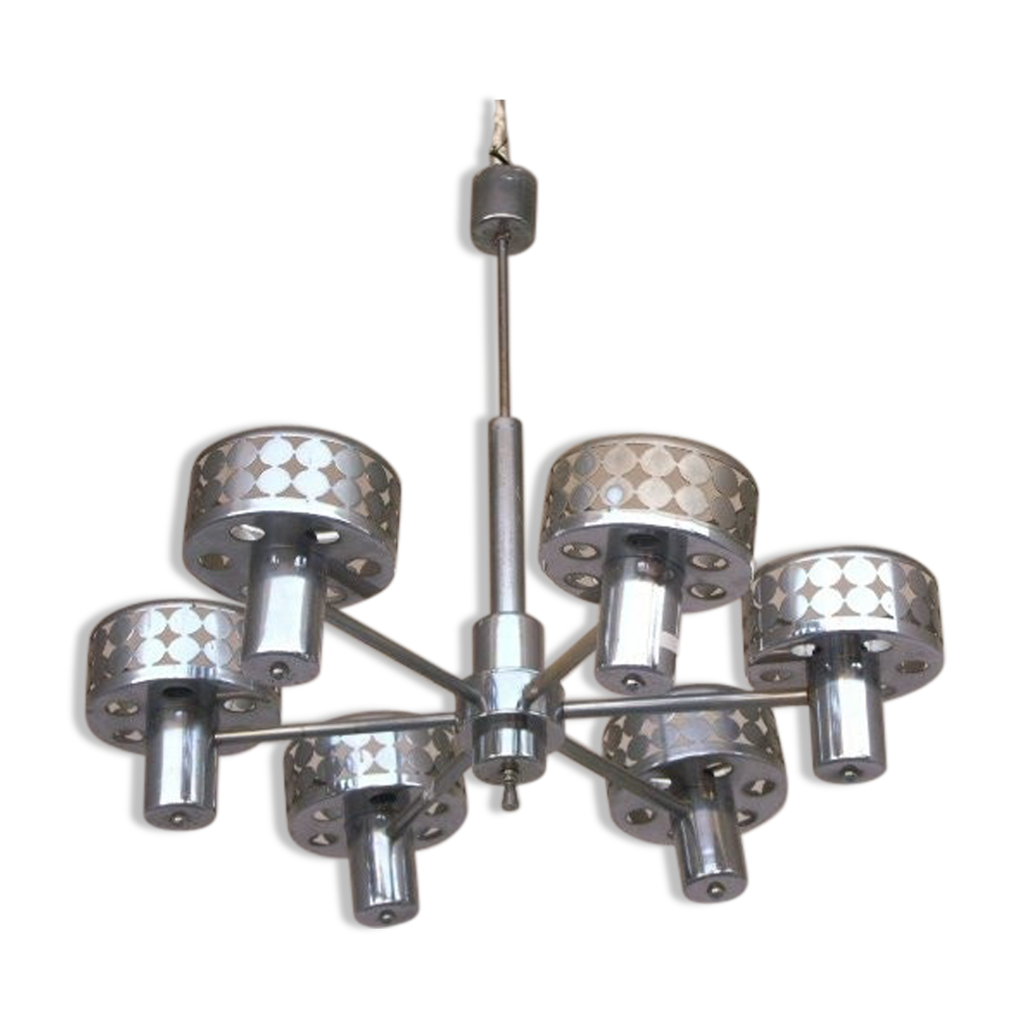 Lustre 6 lumière 1970 métal chromé