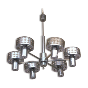 Lustre 6 lumière 1970 métal chromé