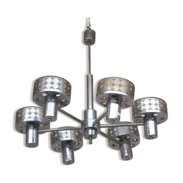Lustre 6 lumière 1970 métal chromé — Beyit