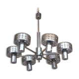 Chandelier 6 light 1970 chromed metal