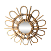 Sun mirror / vintage rattan wood flower