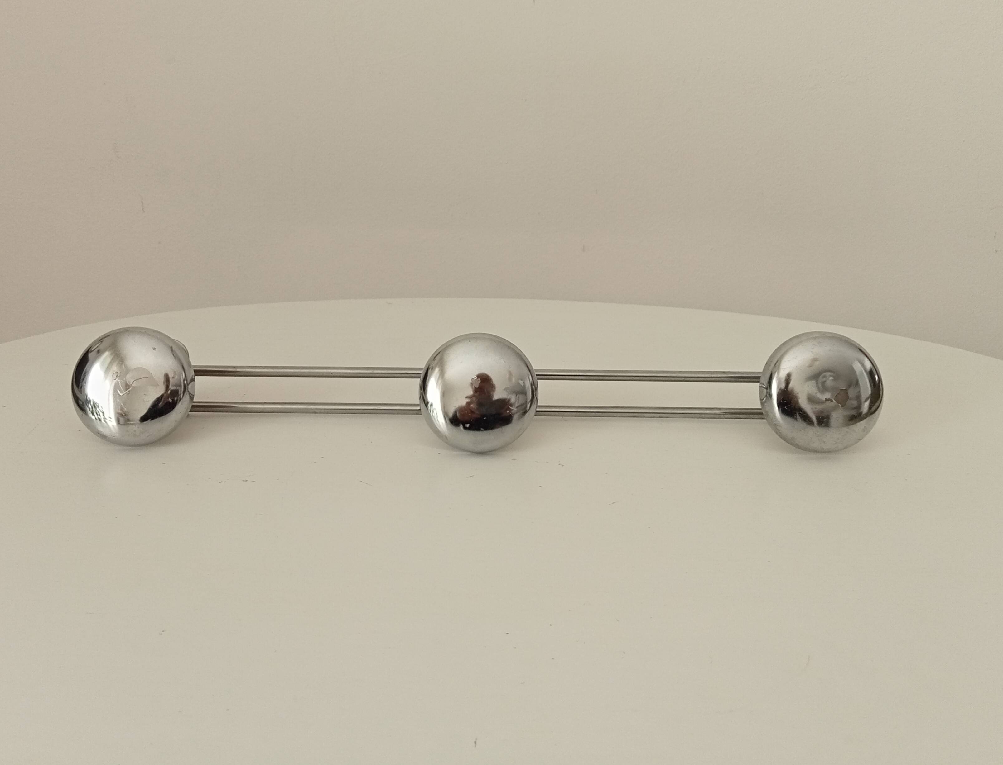 Vintage chrome wall coat rack from the 70s
