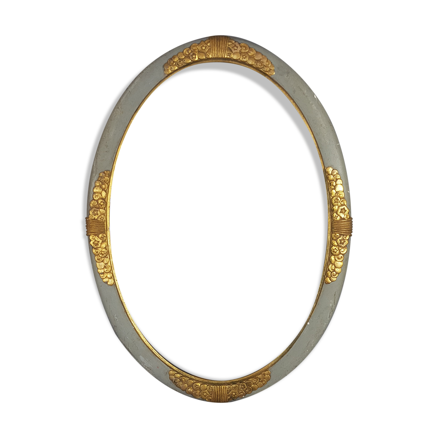 Old Art-Deco oval wood -stucco frame, 56x41 cm, 50x35 cm SB leaf