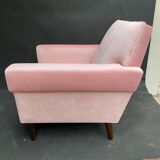 Vintage pink velvet armchair