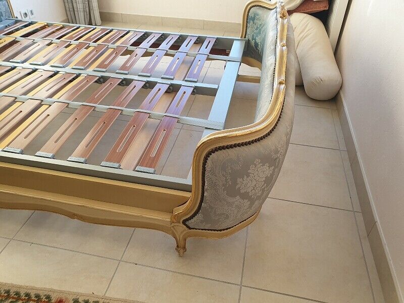 Louis xv basket bed with gilding and box spring