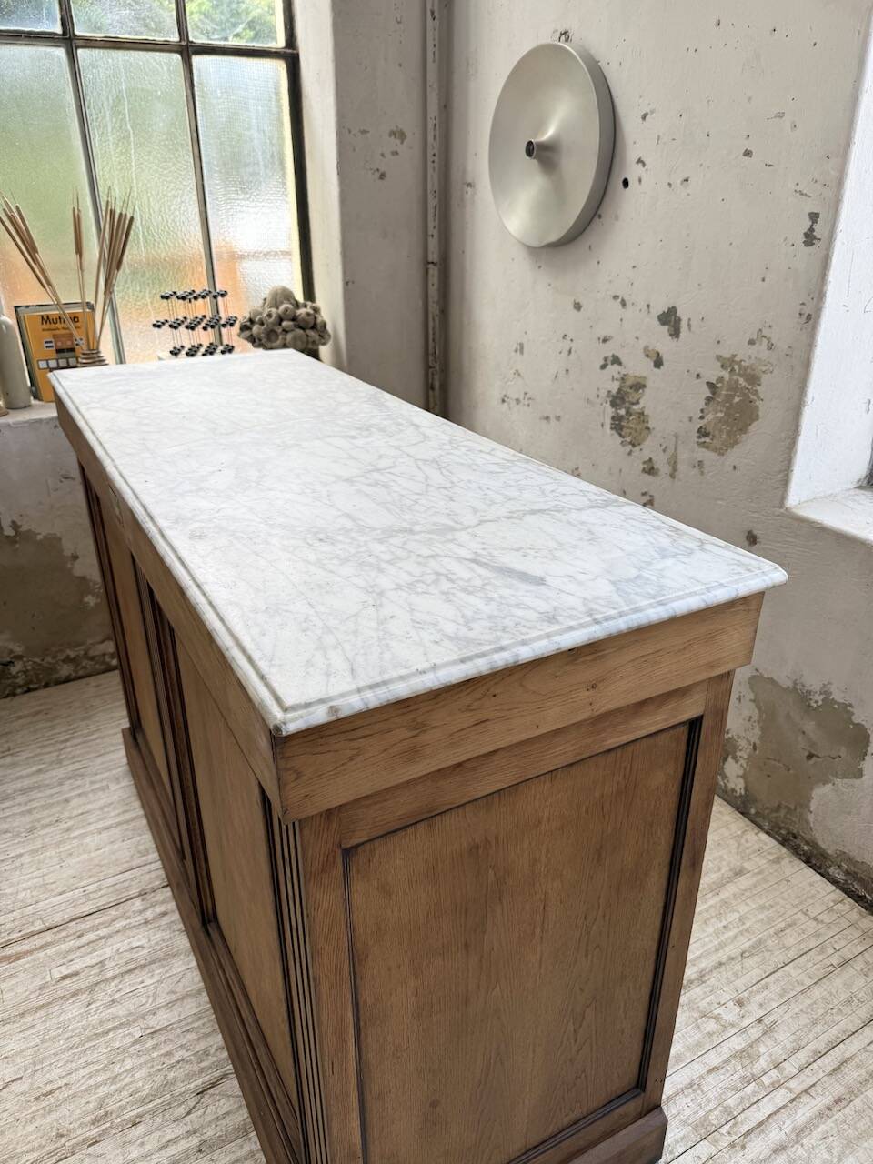 Oak and marble counter 1950