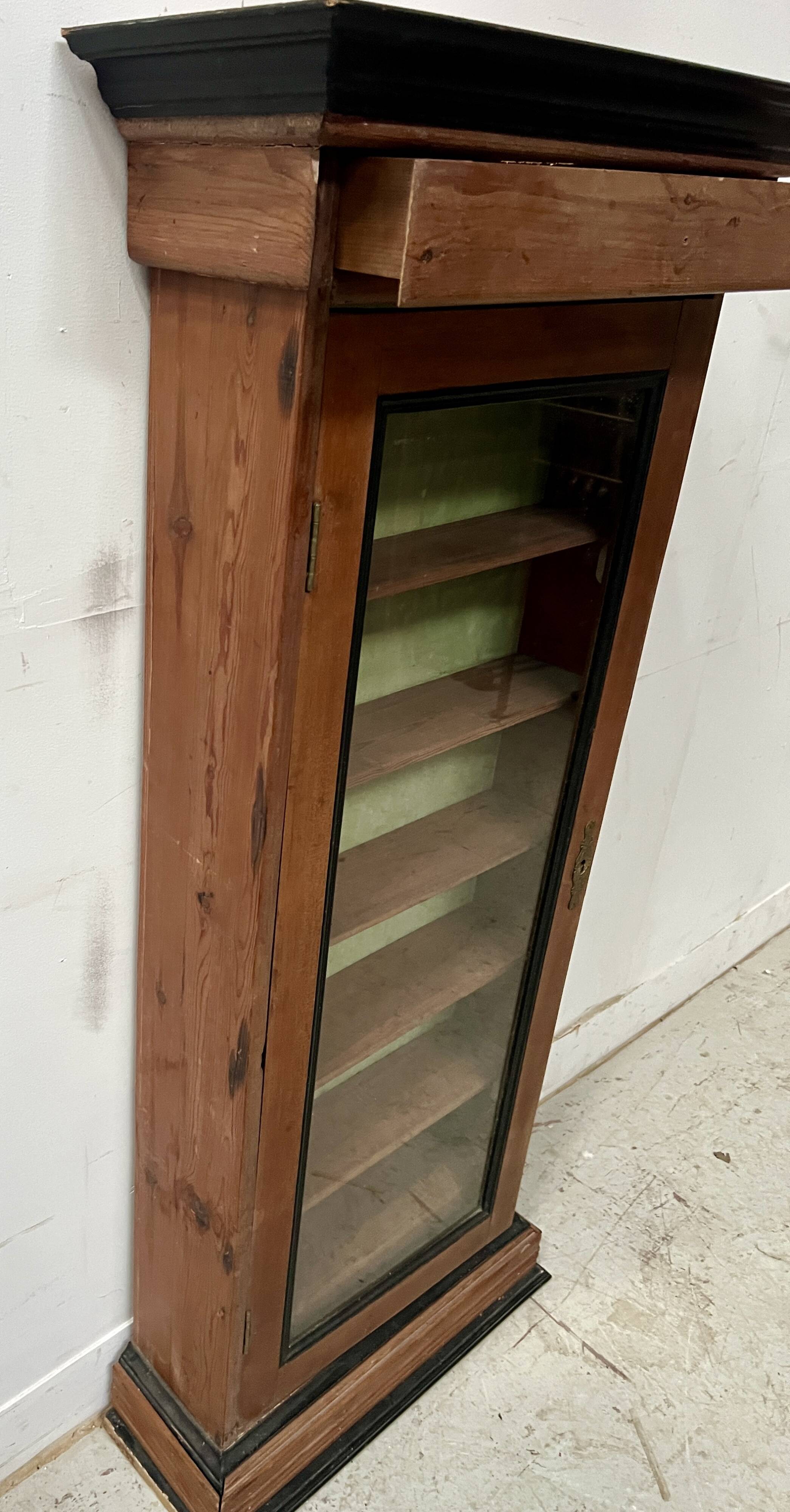 Vitrine murale en bois naturel XIX siècle