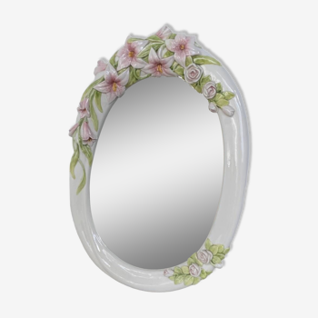 Miroir style italien céramique à fleurs