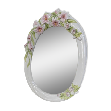 Italian style ceramic flower mirror