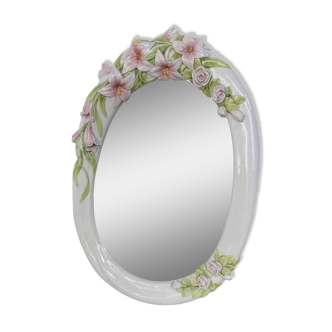 Miroir style italien céramique à fleurs