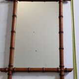 Large French mirror in turned bamboo-style wood, 54 x 76 cm