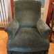 Napoleon III toad armchair, upholstered in fir green velvet, antique