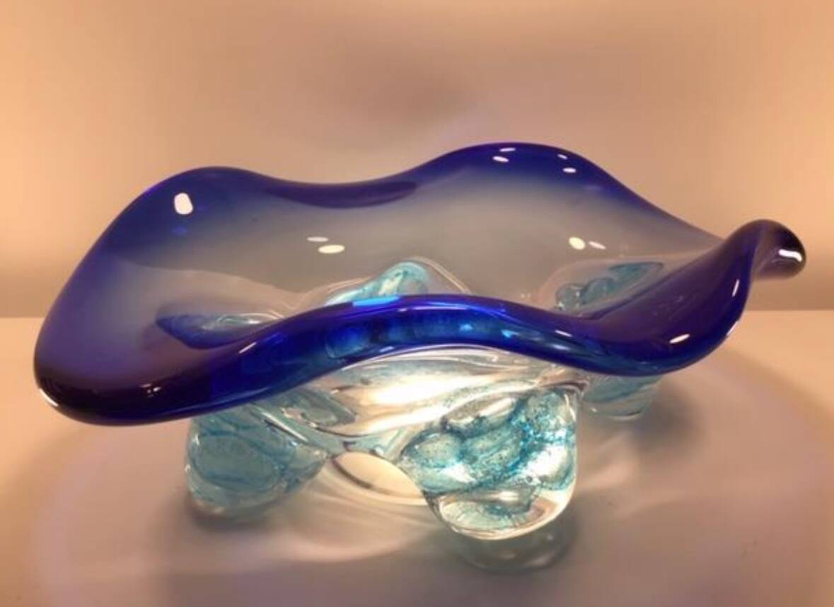 Blown glass basin signed Massimiliano Schiavon Murano Venice