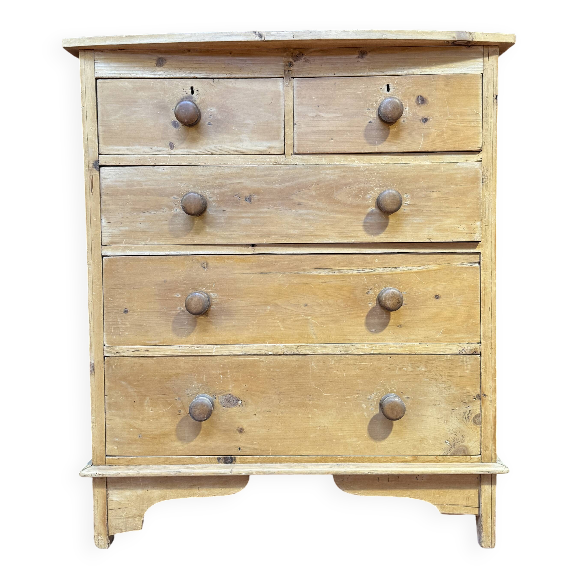English pine chest of drawers