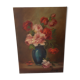 Old oil on canvas bouquet of flowers old still life