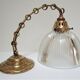 Suspension verre Holophane et laiton doré patiné vintage