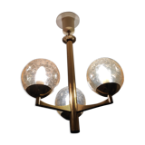 3-Globe smoky and cracked glass chandelier
