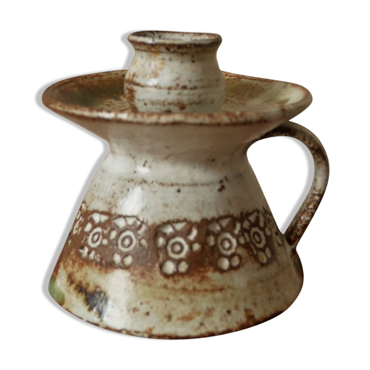 Handheld candle holder in ceramic or vintage soliflore Scandinavian decorative object