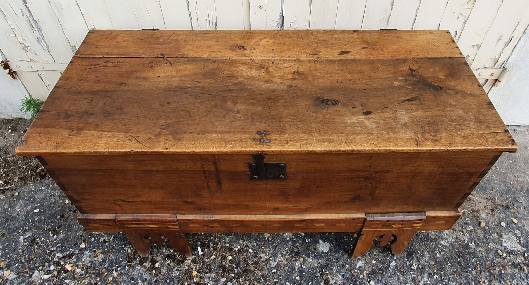 Former large wedding chest, solid wood, mid 19th century