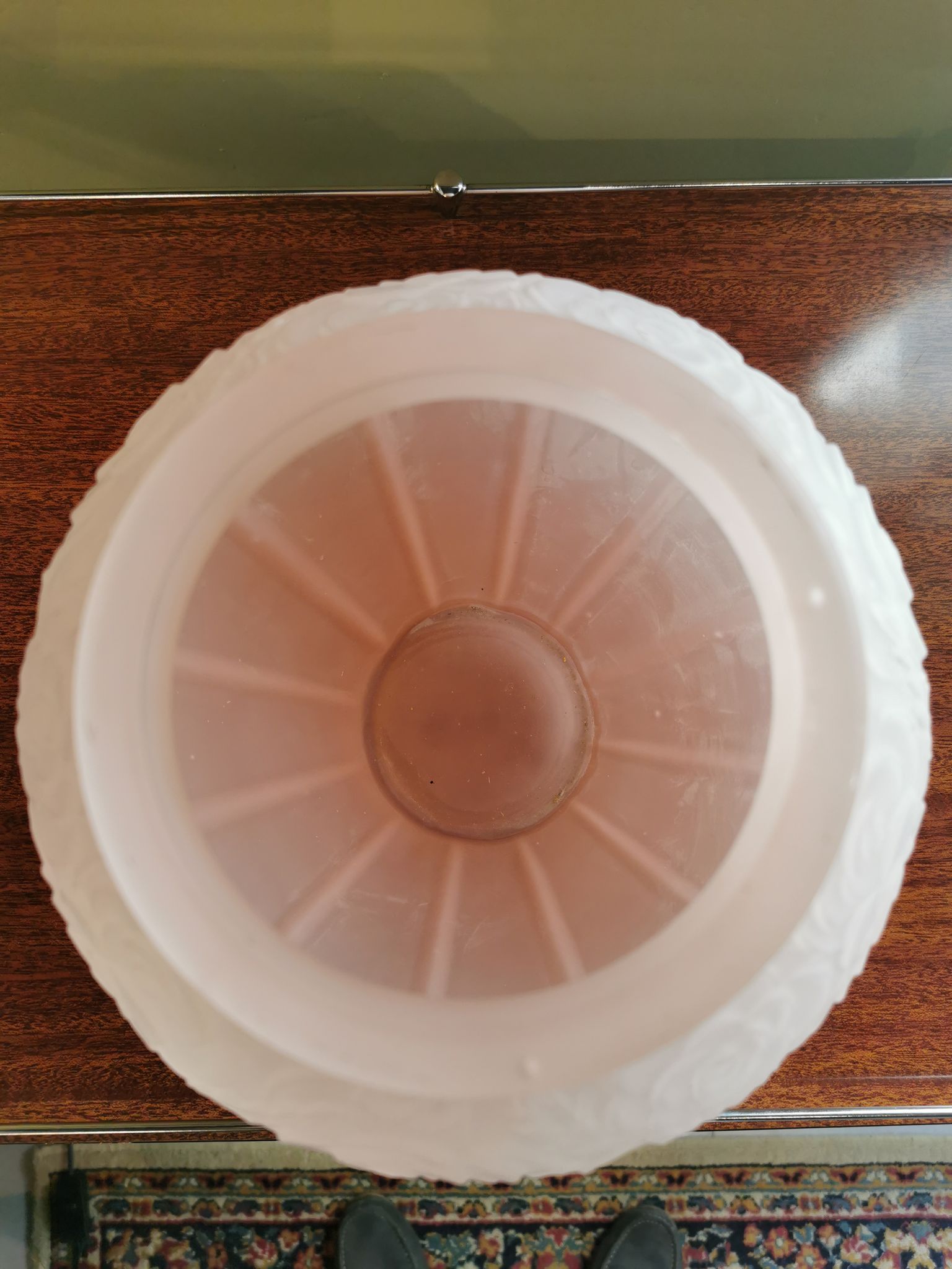 Vase art déco verre sablé rose