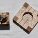 Travertine smoker's set, lighter and ashtray