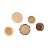 Set of 5 wicker and rattan baskets