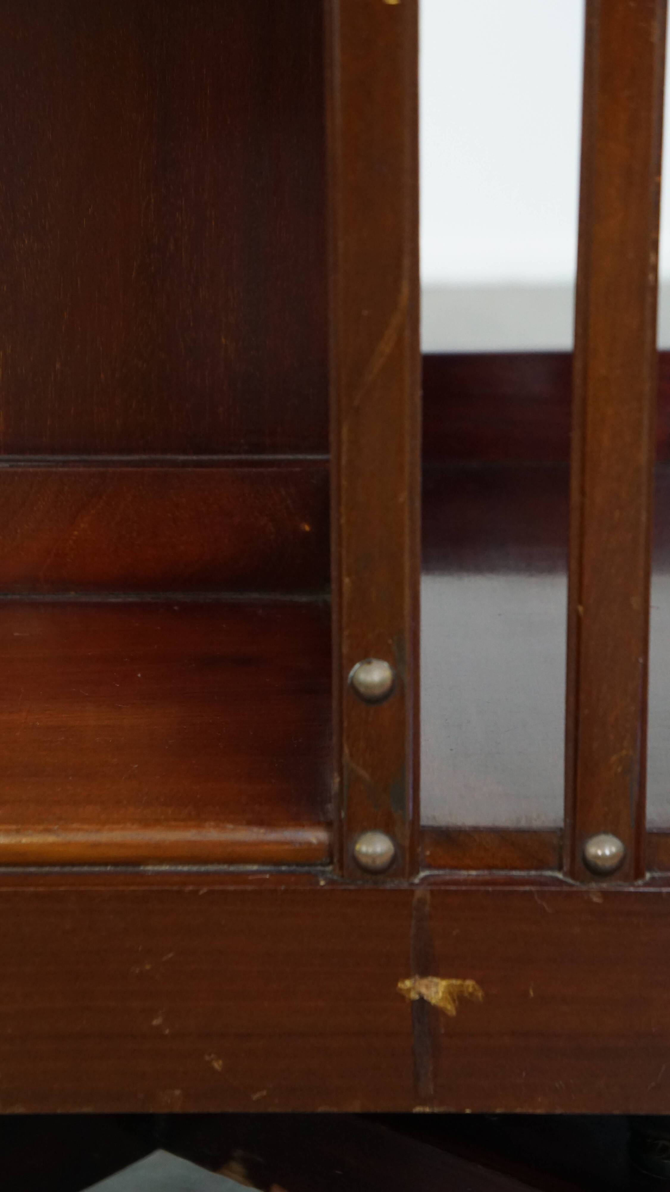 Large Antique Wooden English Book Carousel with Cast Iron Base