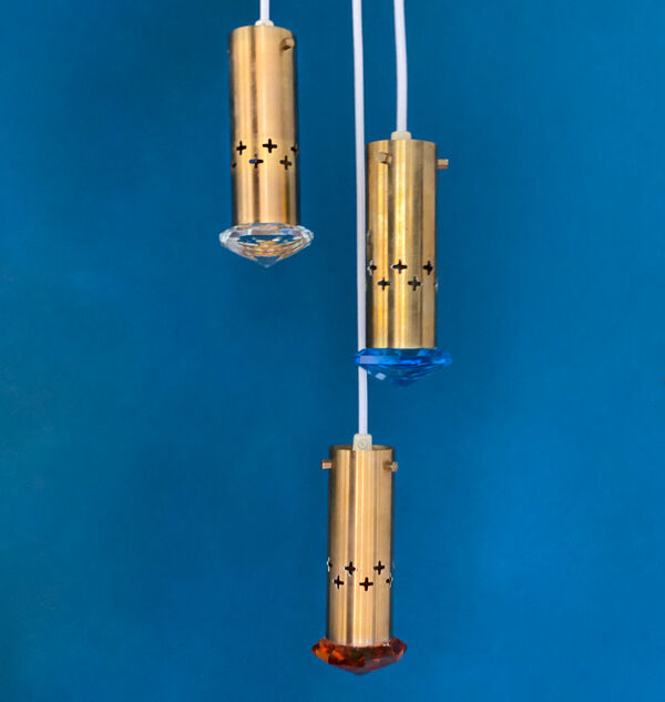 Suspensions Helmer Andersson pour lampes Örsjö laiton et verre coloré