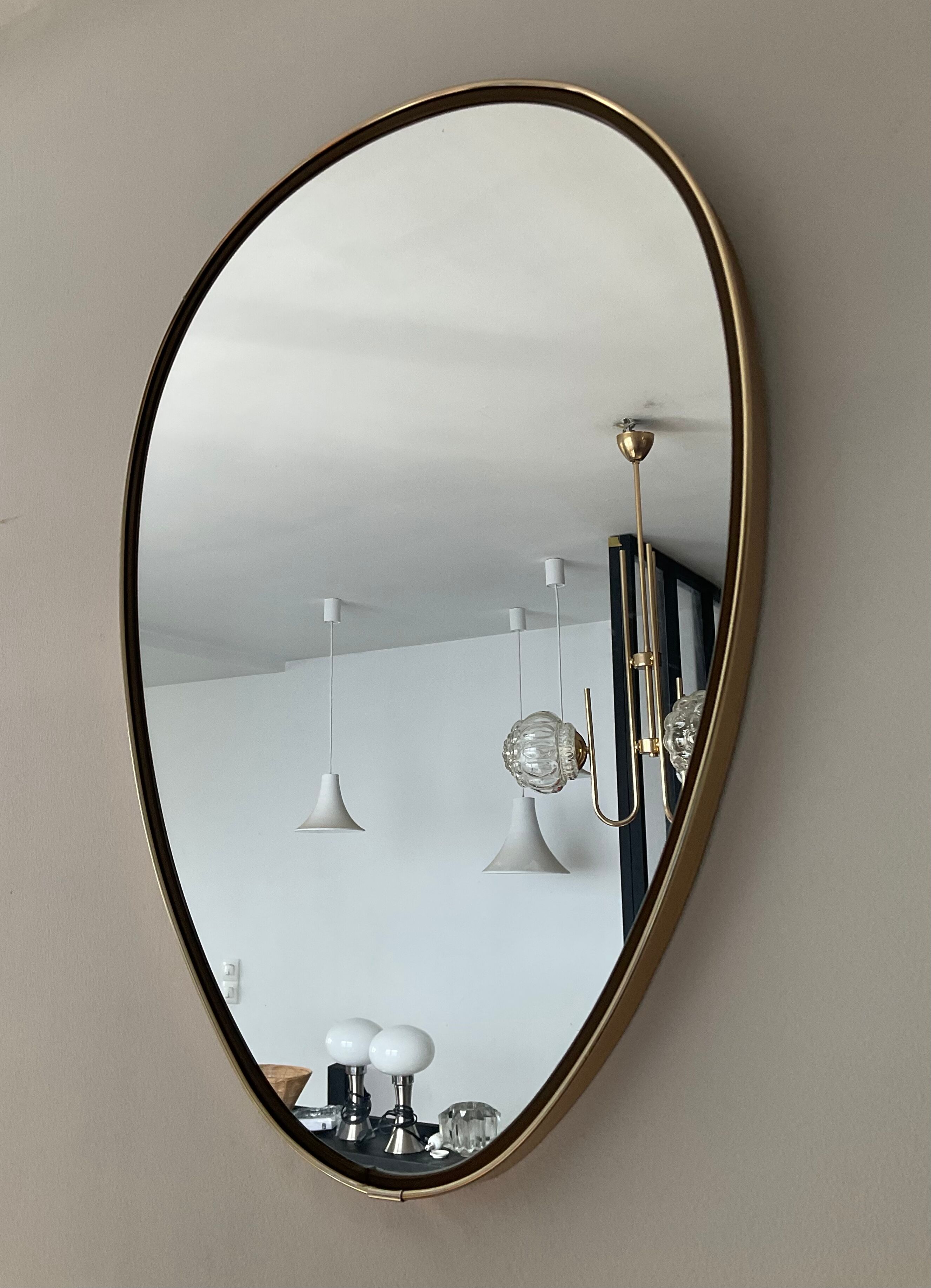 Vintage asymmetrical egg mirror from the 60s-70s