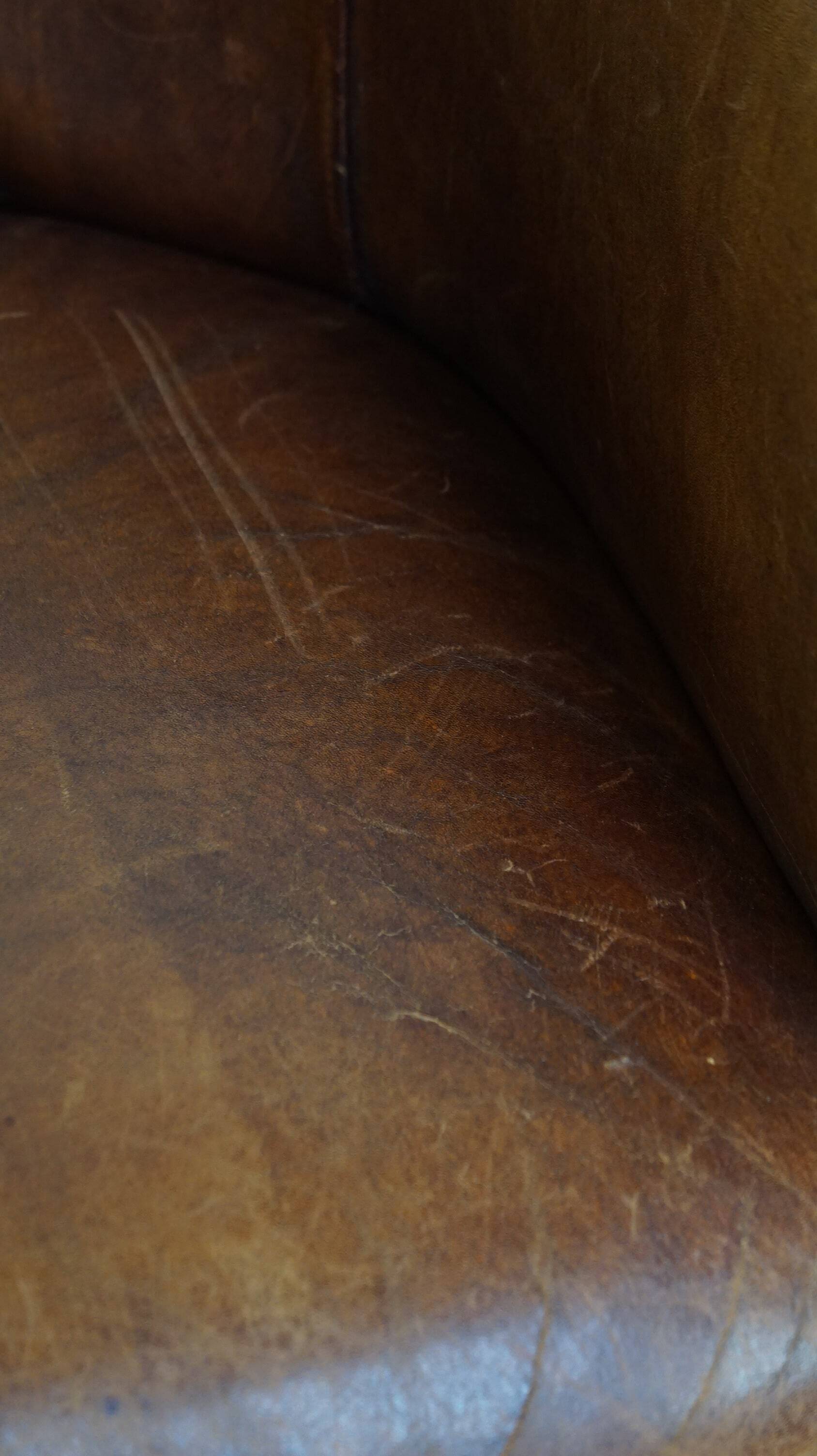 Brown leather club chair