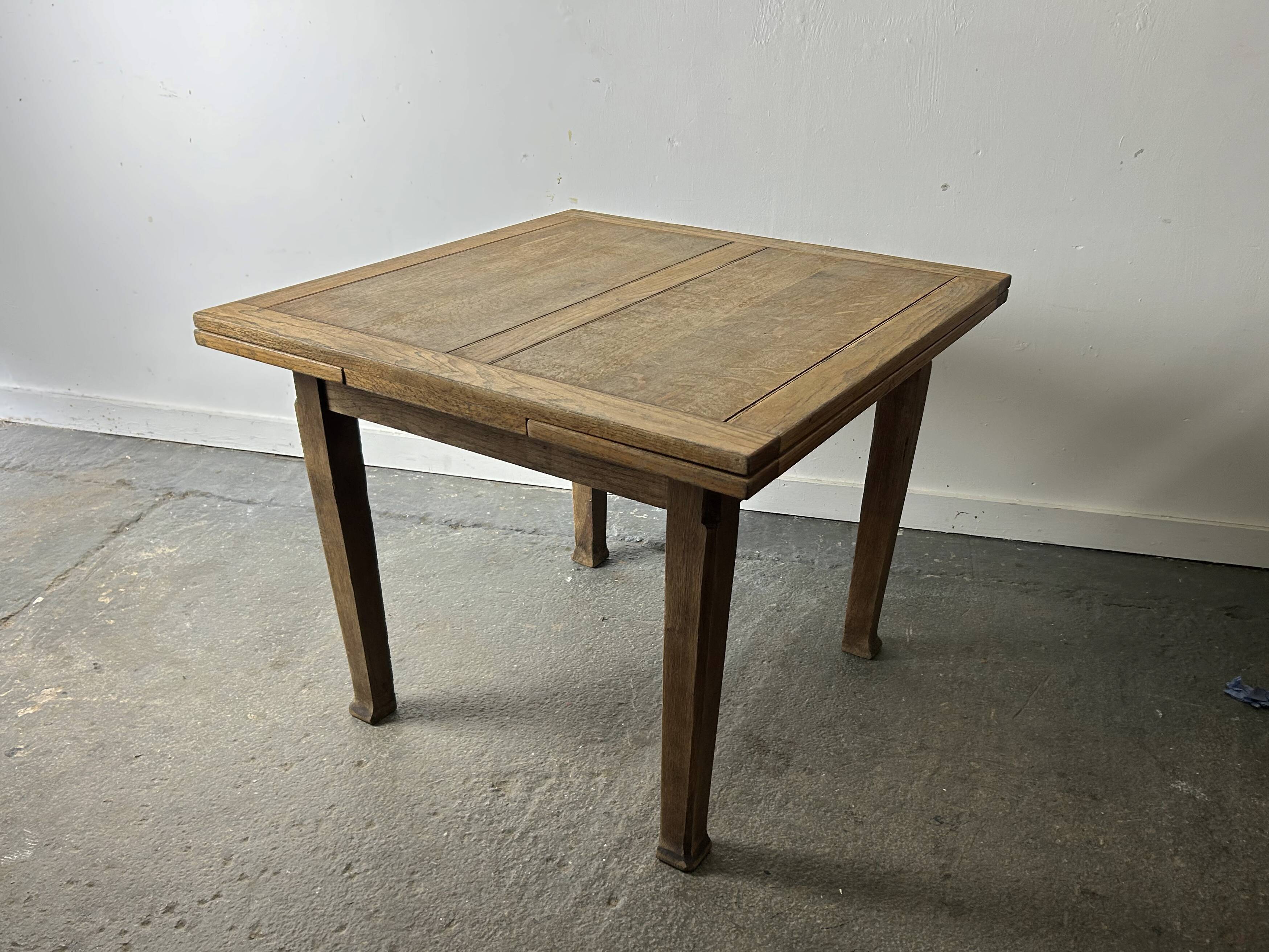 1930s solid oak extending draw-leaf dining table | Arts & Crafts style