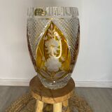 Vase en cristal ambre bohème  cristallerie Julia