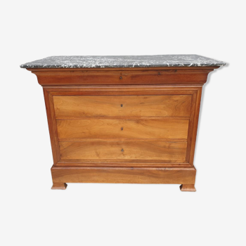 Commode Louis-Philippe en noyer et marbre