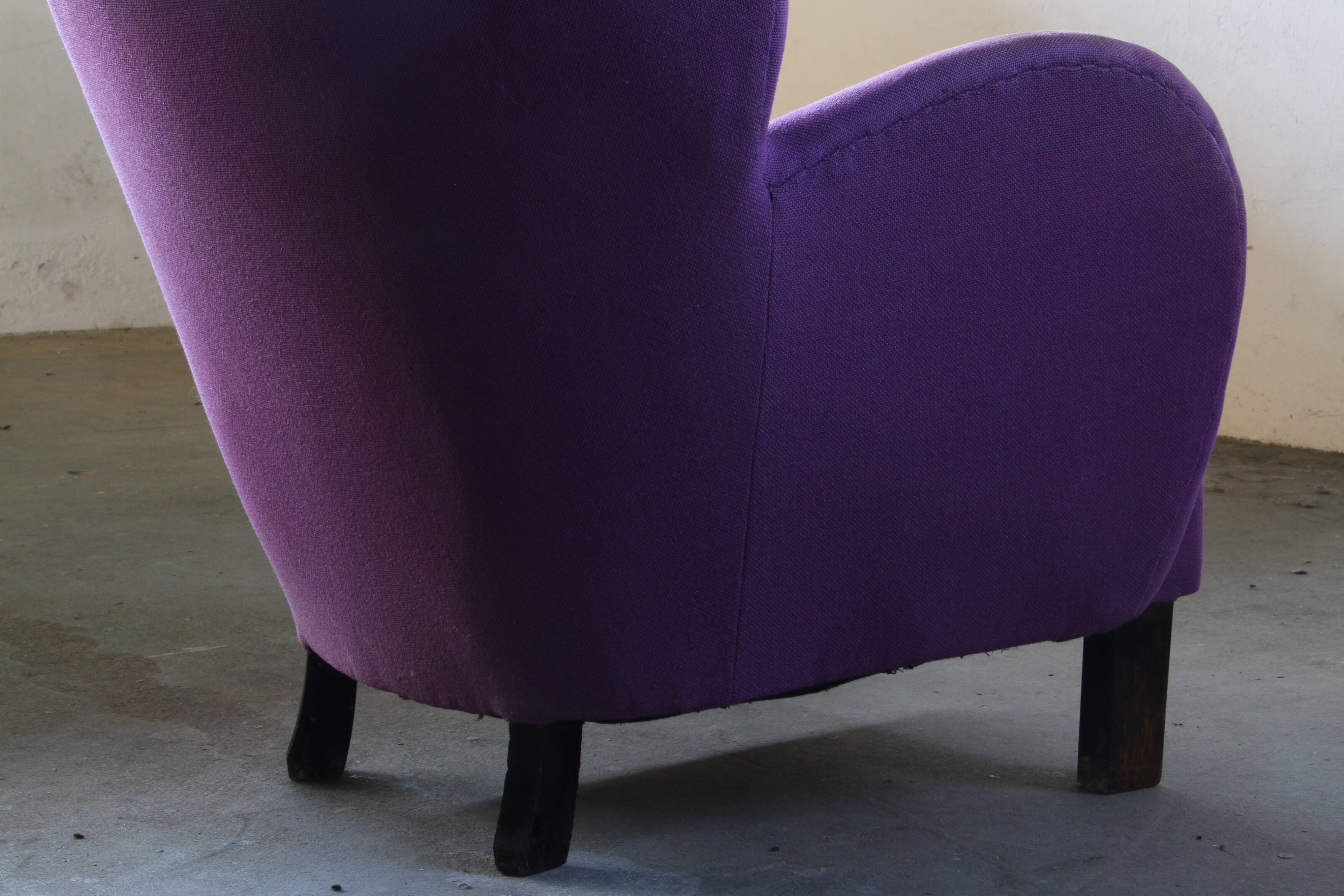 Vintage Danish 1930s club lounge chair, style of Fritz Hansen & Flemming Lassen