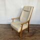 Fauteuil vintage années 1960 scandinave en noyé tissu écru d'origine
